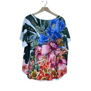 Chico's Women's Sequined Tropical Print Pullover Blouse XL/Chico's 3